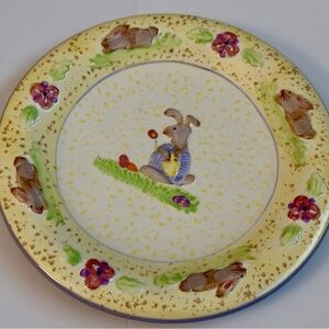 Baum Bros Style Eyes Vintage Dessert Plate, Embossed Rabbits, Rare Easter Decor